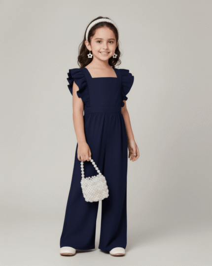 Navy Ruffled Jumpsuit | 3Y - 7Y